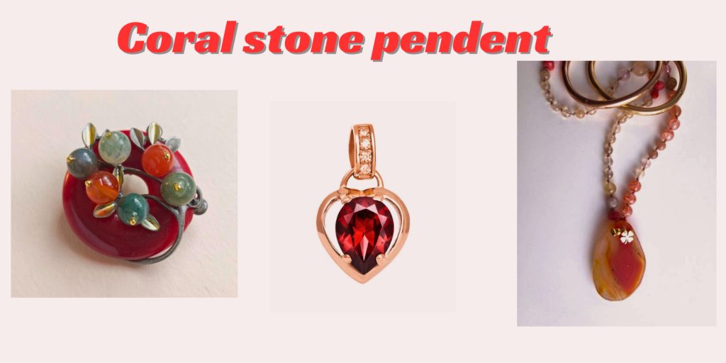 red coral stone pendant