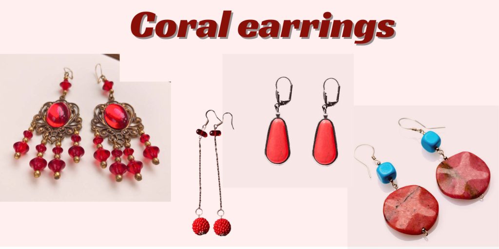 red coral stone earrings