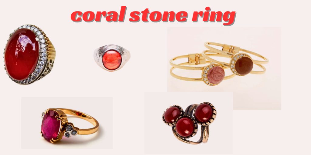 red coral stone ring