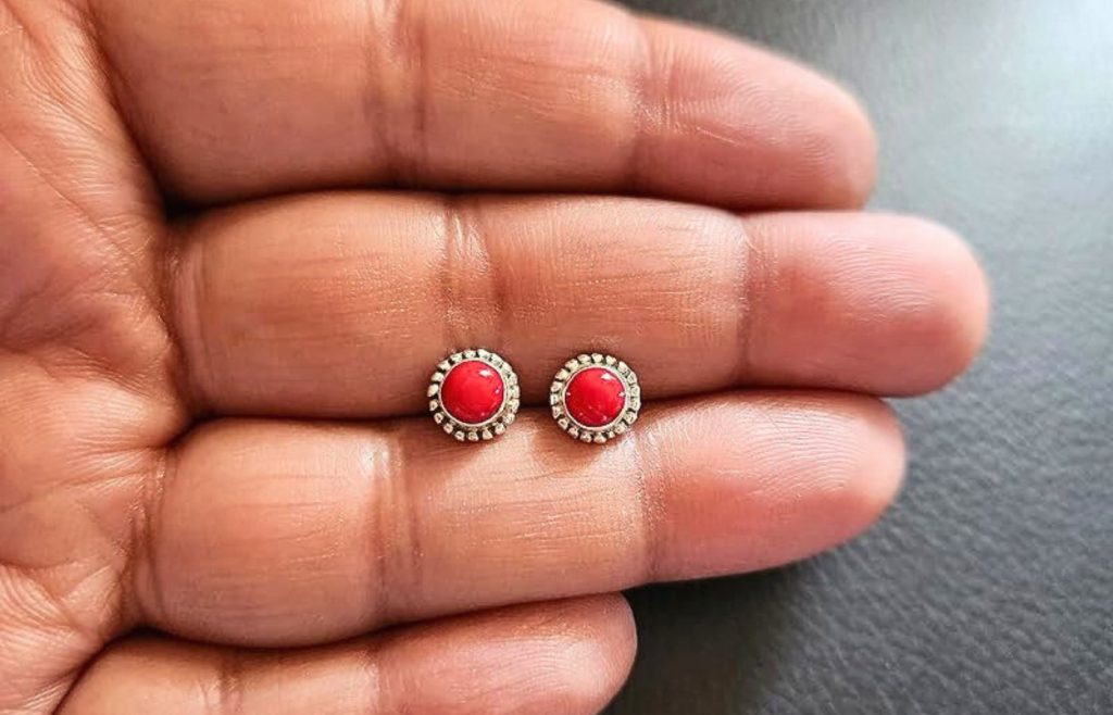 Coral Stud Earrings for Women