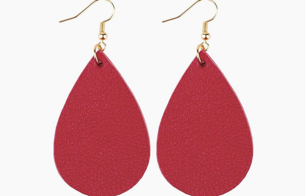 Leather Earrings Dangle Drop for Women, Teardrop Earrings