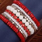 Multi Strand Stretch red coral stone bracelet