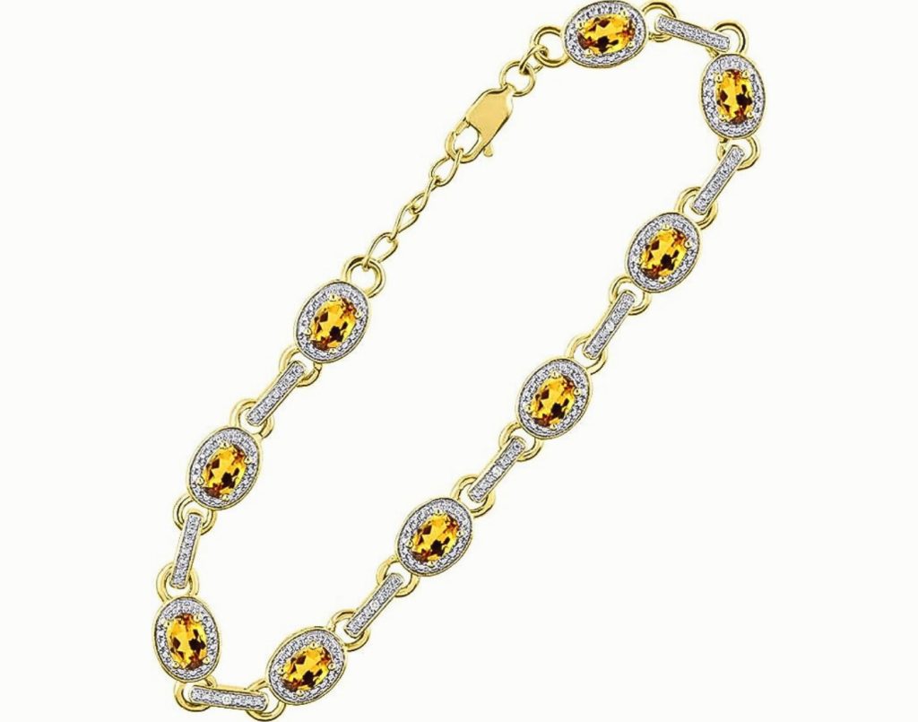 Tennis Bracelet with yellow topaz Gemstones & Diamond