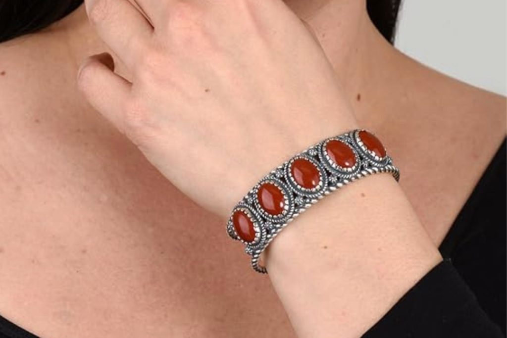 Women cuff red coral bracelets