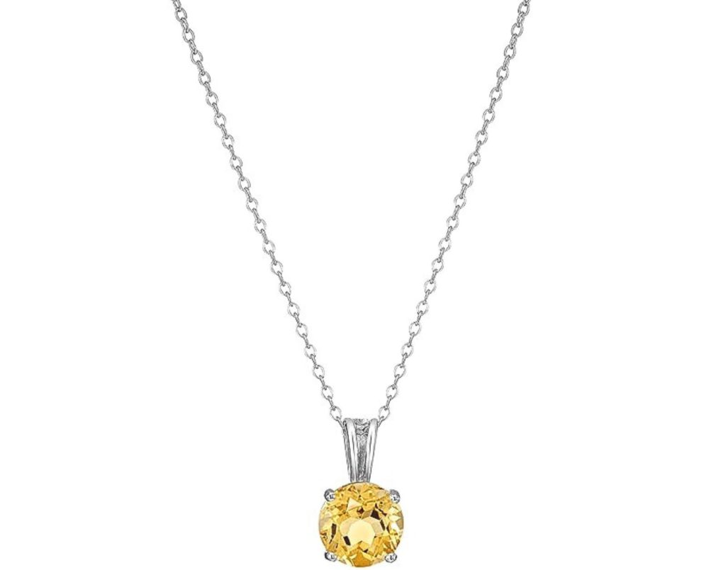 silver chain with yellow topaz stone pendant